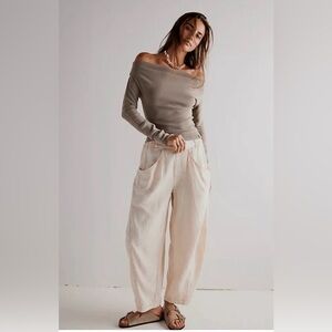 Free People High Road Pull-On Barrel Pants in the birch